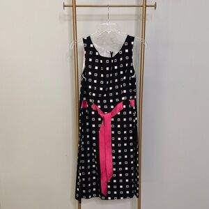 Stylish Black and white with Pink Sash Dress